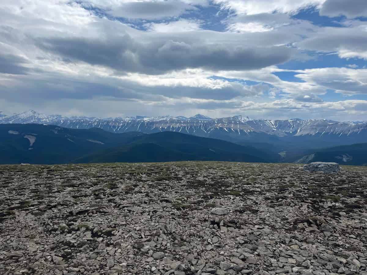 Looking out at the Rocky Mountains from the top of Prairie Mountain